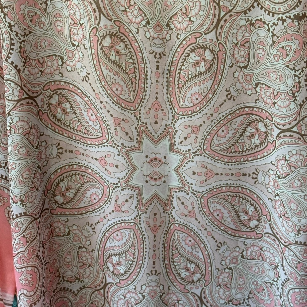 Joseph Ribkoff Sheer Pink Paisley Tunic Blouse Top 3/4 Sleeve Keyhole Size 12 - Picture 5 of 14